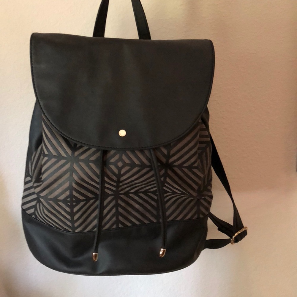 Suede look with dark brown accent mini backpack